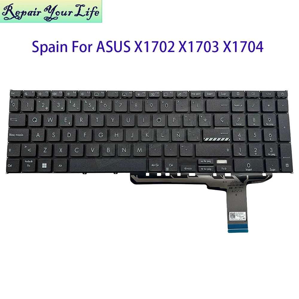 

Испанская клавиатура для ASUS Vivobook 17 X1702 M1702 X1703 K1703 X1704 X1702ZA X1704VA 0KNB0-670BSP00 без подсветки