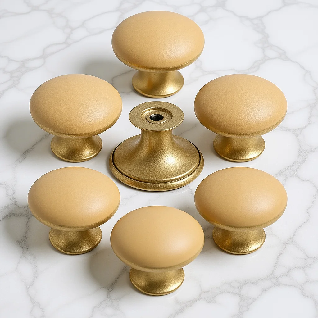 

7Pcs Round Brass Iron Cabinet Pull Knobs Simple Structure Durable Drawer Handles for Kitchen Wardrobe Cupboard Dresser