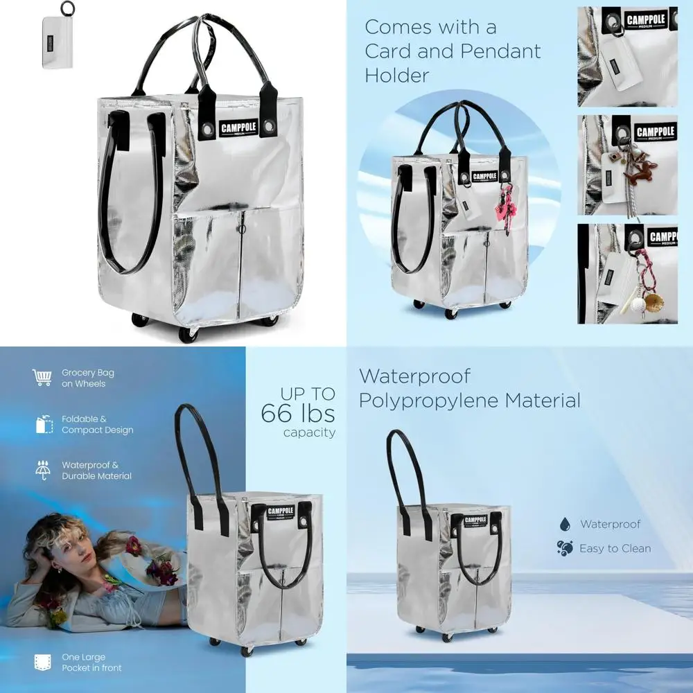 

Легкая тележка для продуктов на колесиках с держателем для карт — складная сумка для легких покупок на колесах