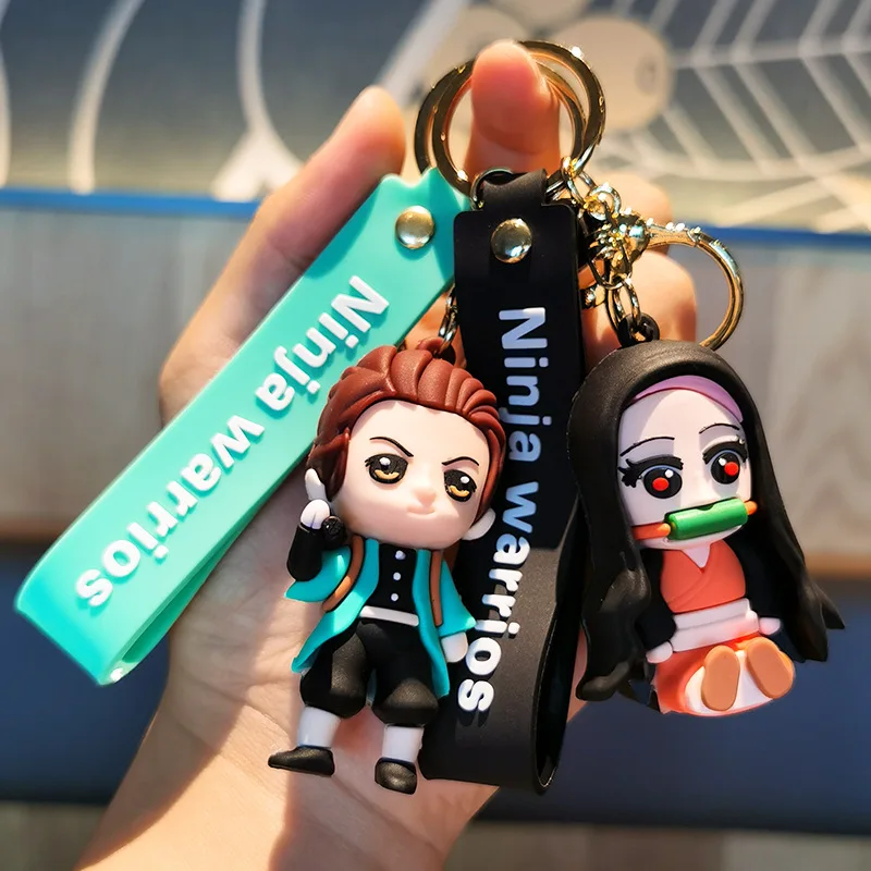 

Cute Cartoon PVC Soft Rubber Demon Slayer Keychain Key Ring Couple's Hanging Decoration Car Backpack Y2k Fashion Toys Anime