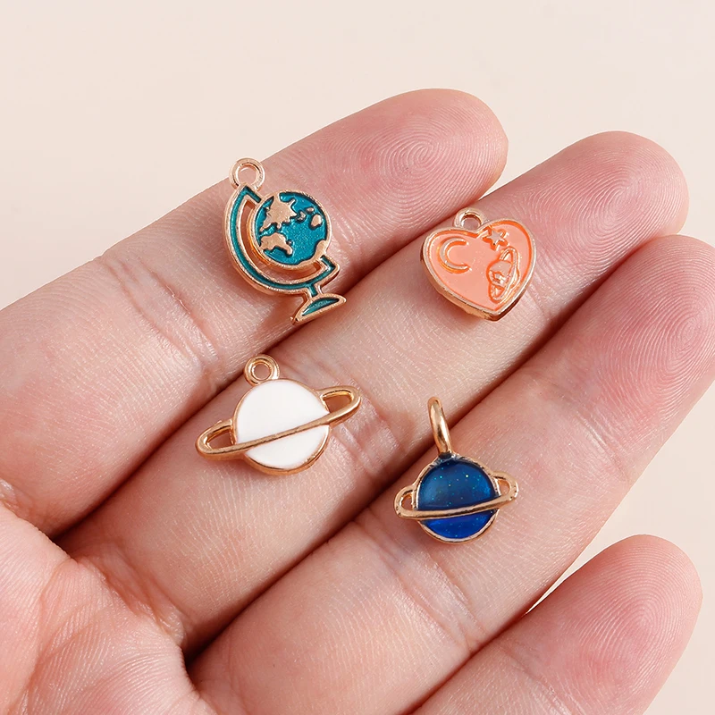 Leslie Mix Styles 20/30/50pcs Jewelry Making Charms Golden Enamel Plated Pendant For DIY Jewelry Making Handmade Accessories