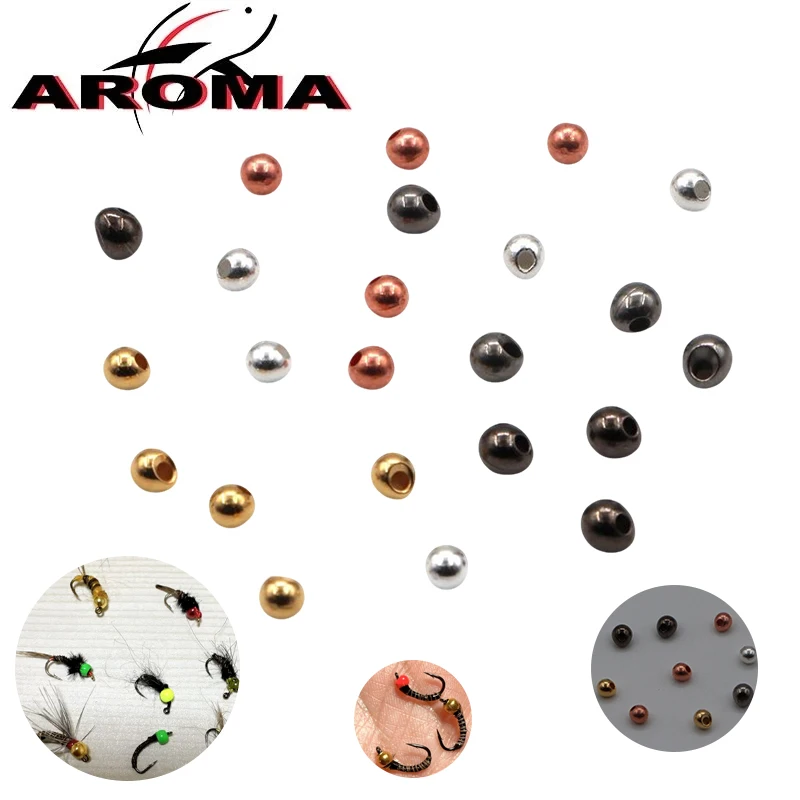 

50Pcs/lot Tying Nymph Jig Head Offset Beads, 2.3mm 2.8mm 3.3mm 3.8mm Fly Fishing Jig Off Beads,3Colors Fly Tying Material