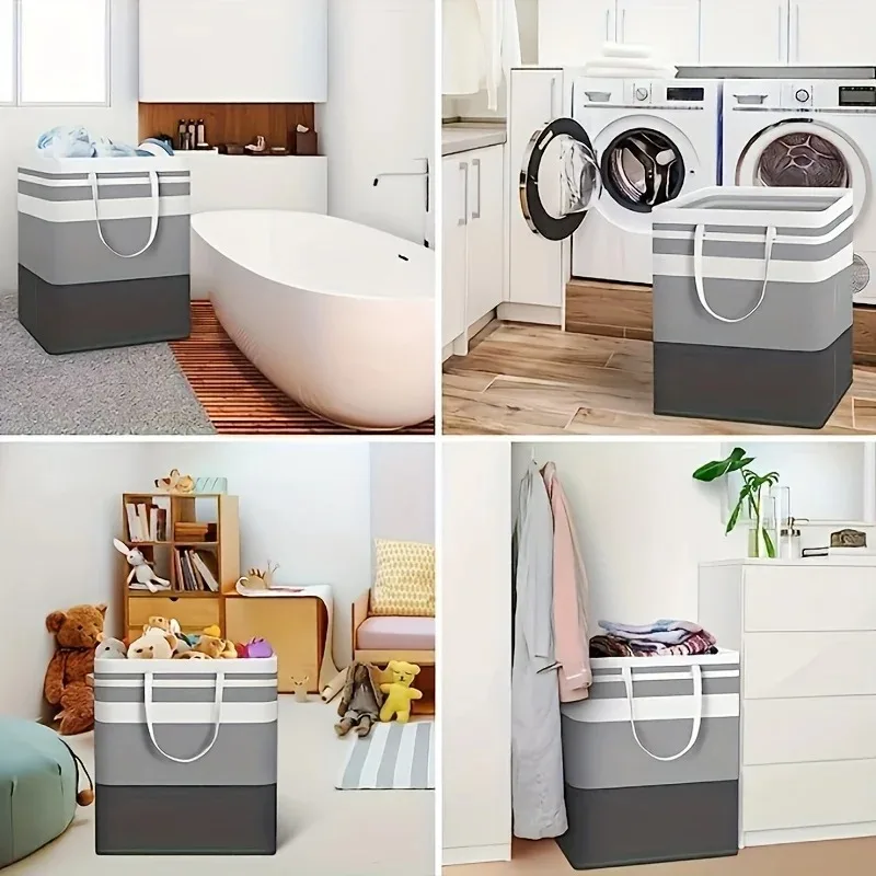 1PCS Extra Large Waterproof Laundry Hamper with Extended Handle Foldable Freestanding Organizer for Clothes And Toys