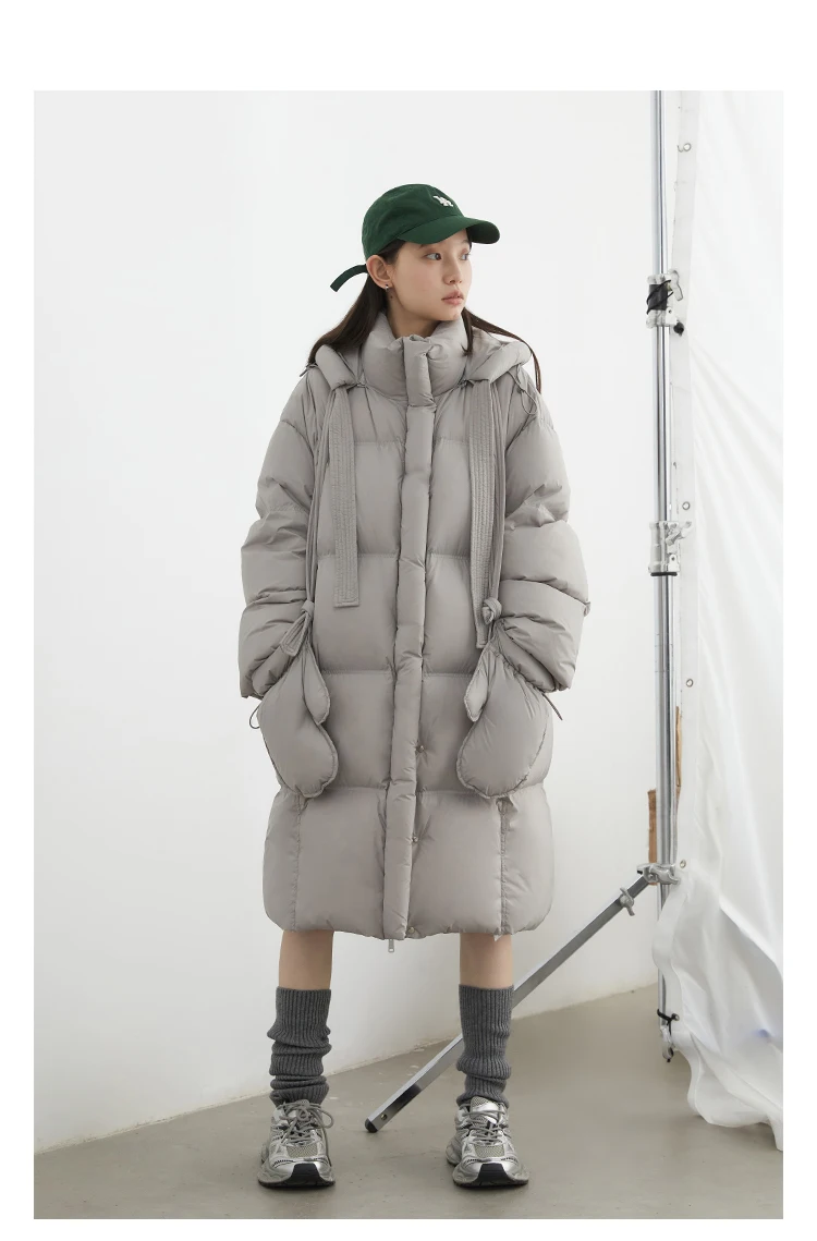 CHIC VEN New Women Down Coats Solid Loose Casual Hooded Down Jacket Female Soft 90 White Duck Down Coat Thick Autumn Winter 2024