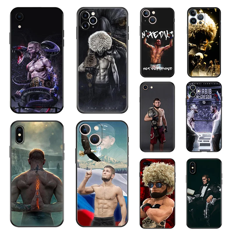 Matte Phone Case For iPhone 15 Pro Max 14 12 11 13 Mini 7 8 Plus XS SE 2022 X XR 14Pro KHabib Nurmagomedov Black Soft Cover