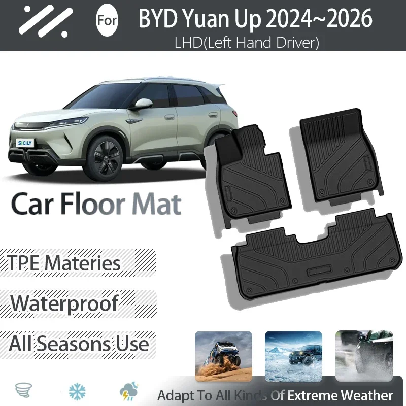 

Car Floor Mats For BYD Yuan Up 2024 2025 2026 5seat Anti-dirty Pads Left Hand Driver Foot Carpet Cover Auto Interior Accessories