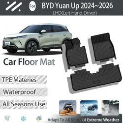 Car Floor Mats For BYD Yuan Up 2024 2025 2026 5seat Anti-dirty Pads Left Hand Driver Foot Carpet Cover Auto Interior Accessories