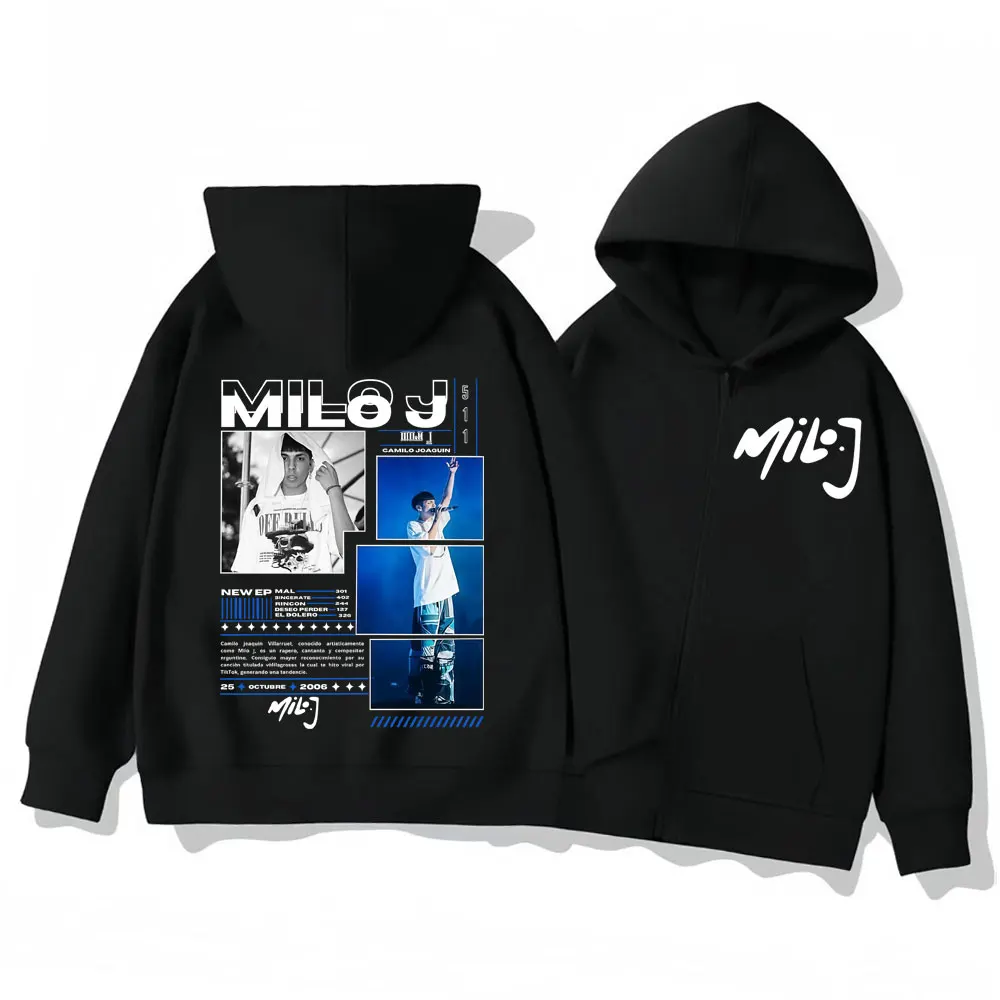 

Rapper Milo J 511 Album Merch Zipper Hoodies Men Women Clothing Fashion Hip Hop Zip Up Pullovers High Quality Fleece Sweatshirts