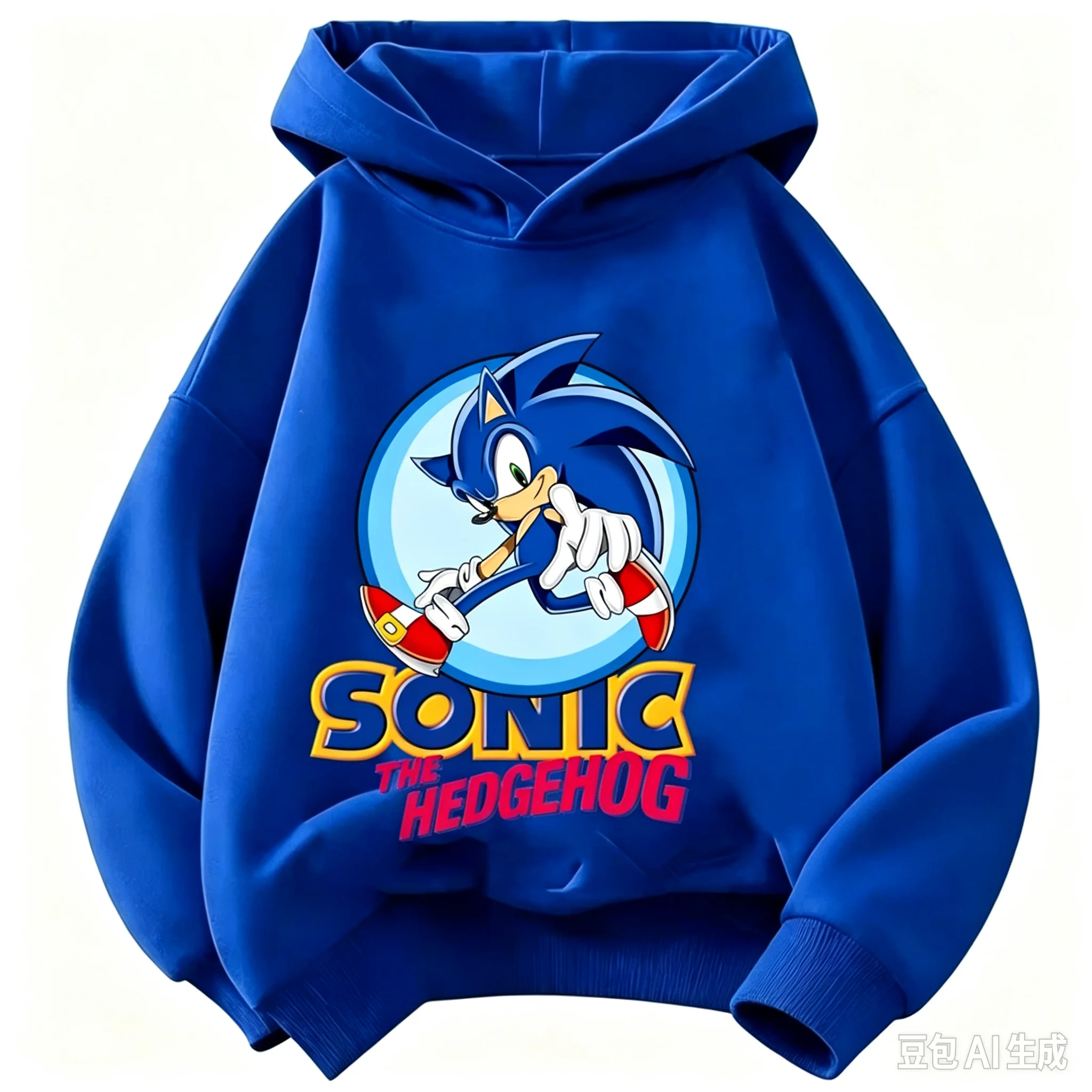 Stylish and warm children's clothing for autumn and winter, featuring a cute Sonic cartoon design. This soft, thickened hoodie o