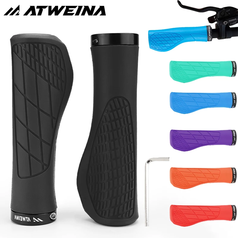 

ATWEINA Bicycle Handlebar Grip Ergonomic Lock Bike Handle Cover Shock-absorbing Cycling Handles Bar Soft Mtb Grips With wrench