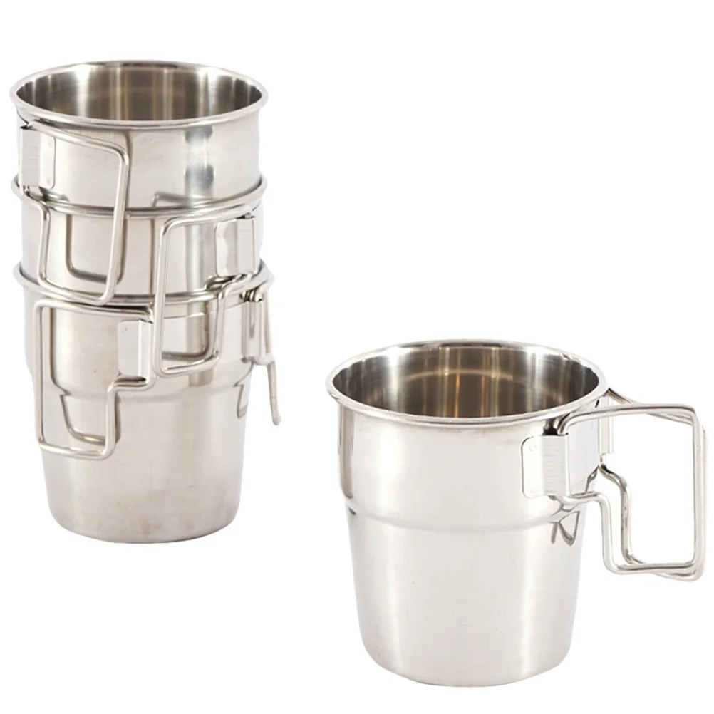 

4Pcs Stainless Steel Camping Cup Set Leakproof Portable Mugs for Beer Soda Juice Milk Ideal for Outdoor Adventure Family