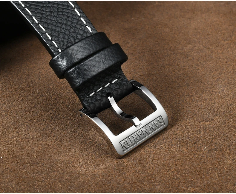 산 마틴 남자 자동 시계 37mm 럭셔리 기계식 손목 시계 사파이어 10ATM 방수 3D 질감 다이얼 ST1812