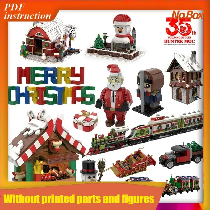 

Рождественский поезд, моторный комплект, украшения, кирпичный домик, снежный шар, подарочная коробка, сани, Рождество, Санта-Рождество, 2024, строительные блоки, замокChris