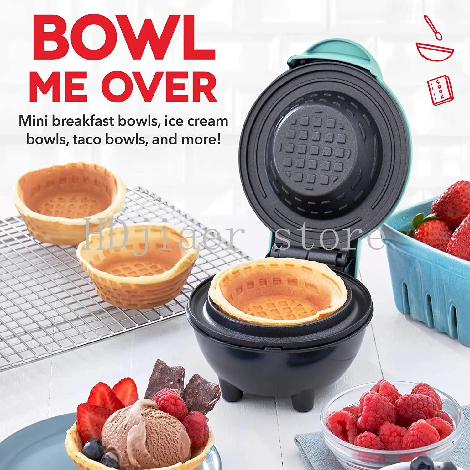 

Home Use Waffle Bowl Maker - Multifunctional Breakfast Maker, Egg Tart/Ice Cream/Egg Roll Maker for Daily Dessert
