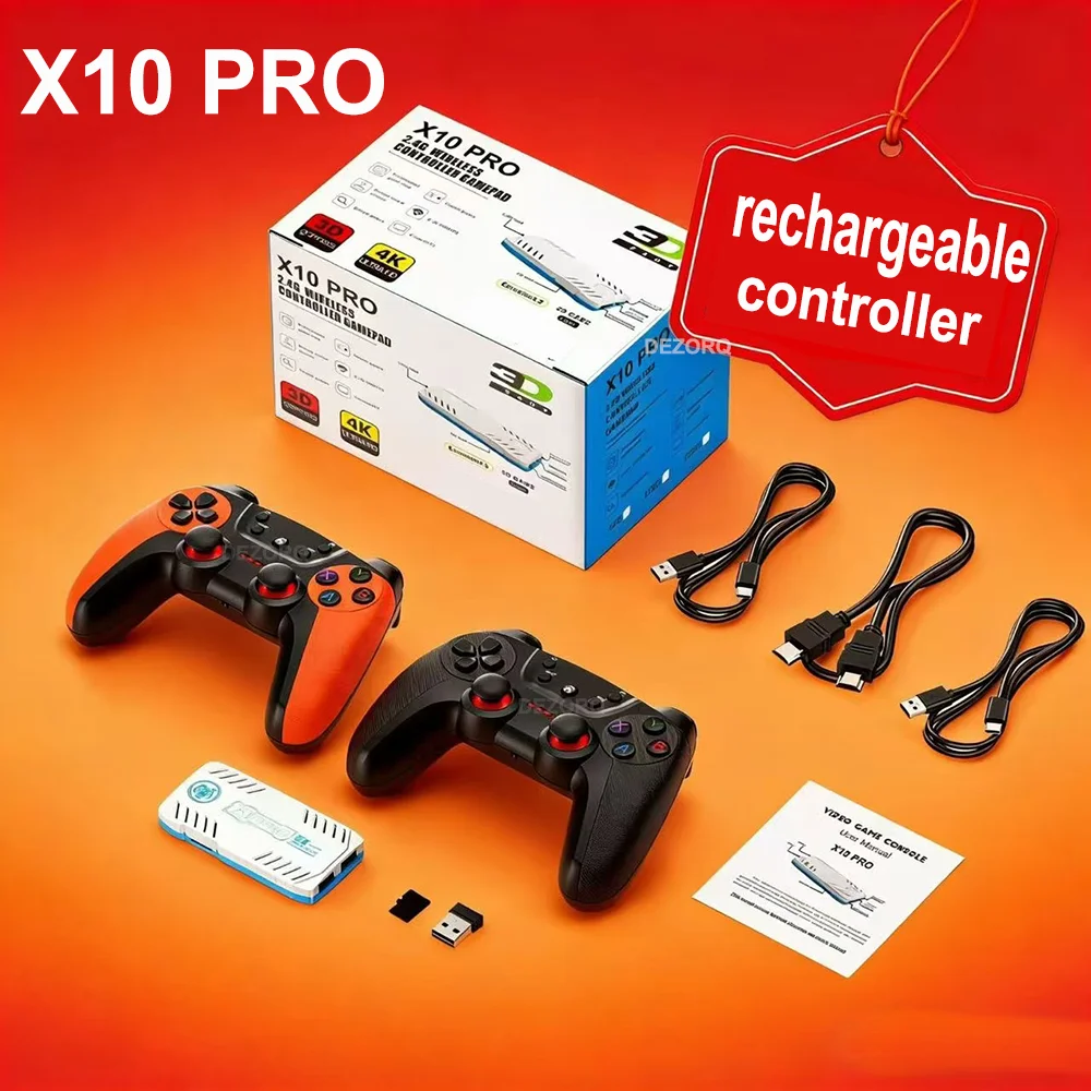 

X10 Pro 2026 128G 50000 Retro Games Rechargeable Gamepad 50 Emulators Videojuegos Consola X10 Pro Game Stick 4K