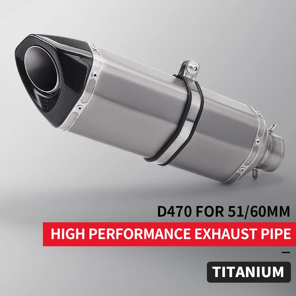 

High Performance Titanium Alloy Universal Exhaust Muffler For Motorcycle Z400 Z900 MT07 MT09 R1 470mm