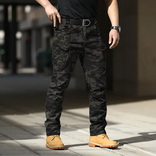 Imagen 2 del producto Pantalones tácticos militares de la ciudad para hombre, pantalones Cargo de combate, multibolsillos, impermeables, resistentes al desgaste, monos de entrenamiento informales, ropa