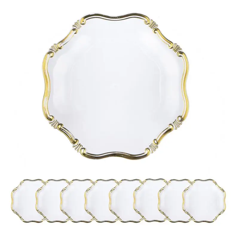 8 عبوات من أطباق الشاحن البلاستيكية، مقاس 13 بوصة، أدوات مائدة أنيقة لتناول الطعام، مثالية للمناسبات والحفلات #2