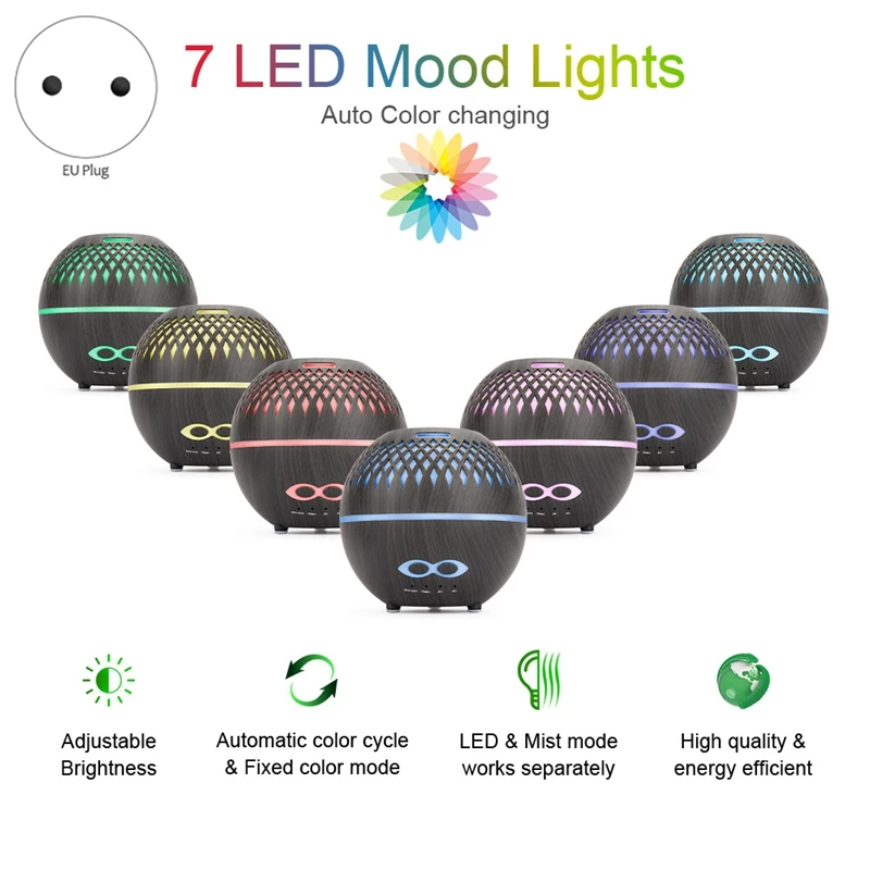 โคมไฟ LED เครื่องเพิ่มความชื้นในอากาศแบบอัลตราโซนิคเครื่องพ่นอโรมาควบคุมด้วยรีโมทก้านปักน้ำมันหอมระเหย Essential