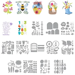 Elegant Flower Bud Sprig Bee Garden Tree Metal Cutting Dies Number  Basket Shoes Mixed Dies for DIY Holiday Paper Card Crafting