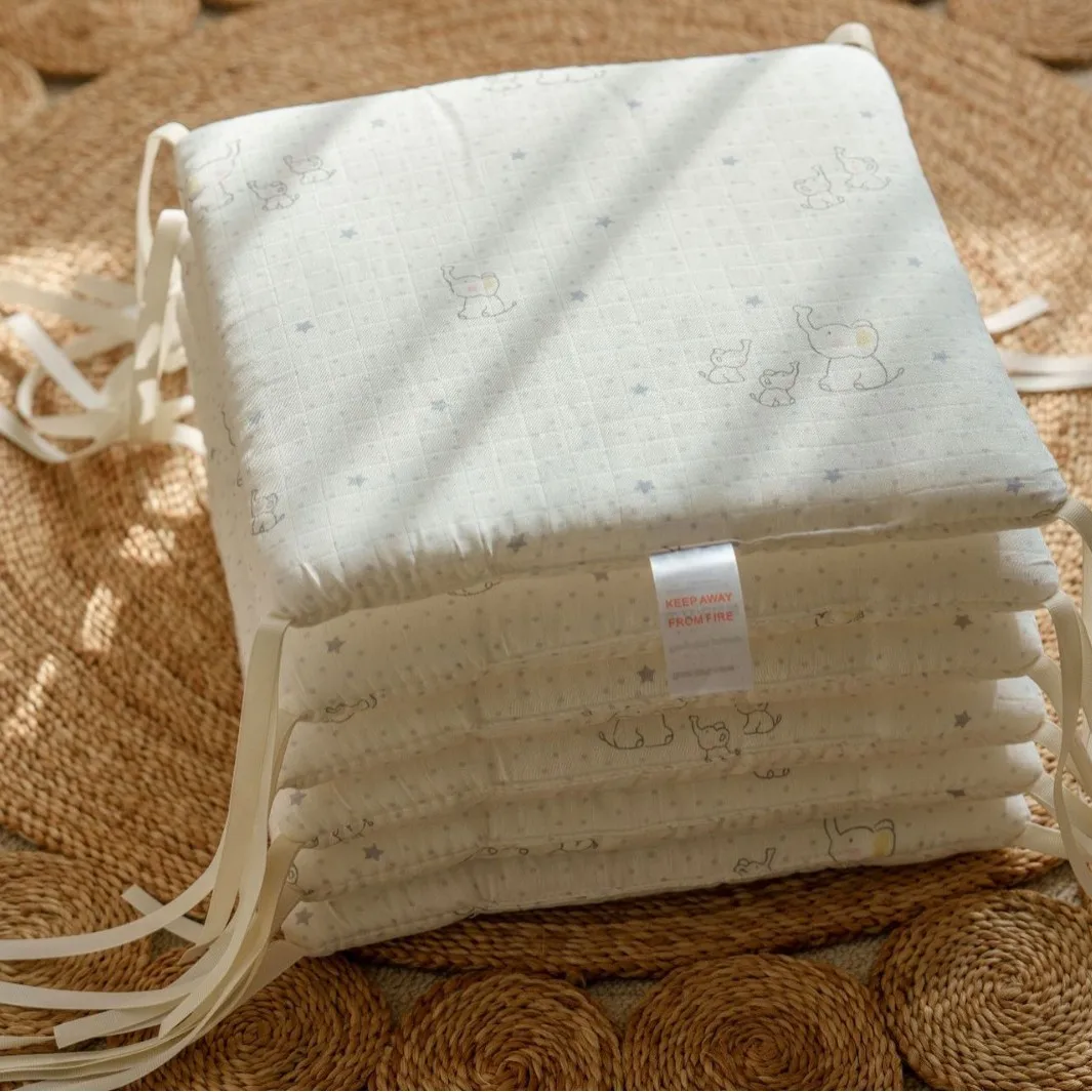 

Baby Crib Bumper Newborn Bedding Set Cotton Bumper Gauze White Little Elephant 30x30cm Machine Washable Full Piece