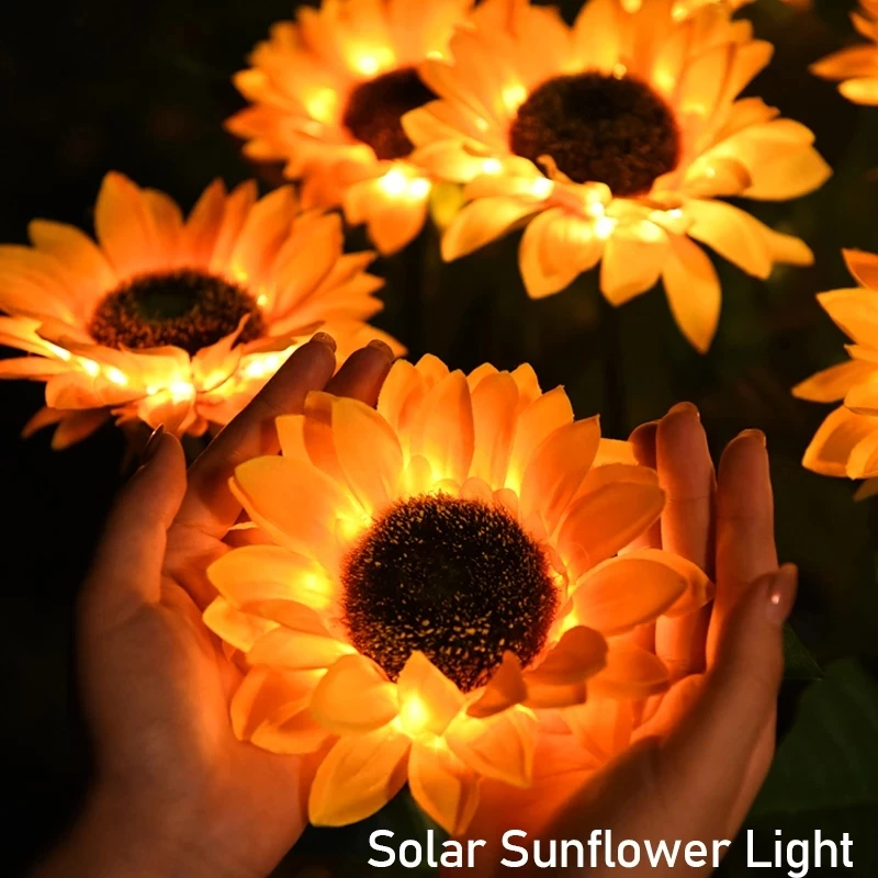 

3/1head Solar Sunflowers Outside Garden Lawn Light IP65 Waterproof Solar Flowers Pathway Light for Patio Yard Holiday Decoration