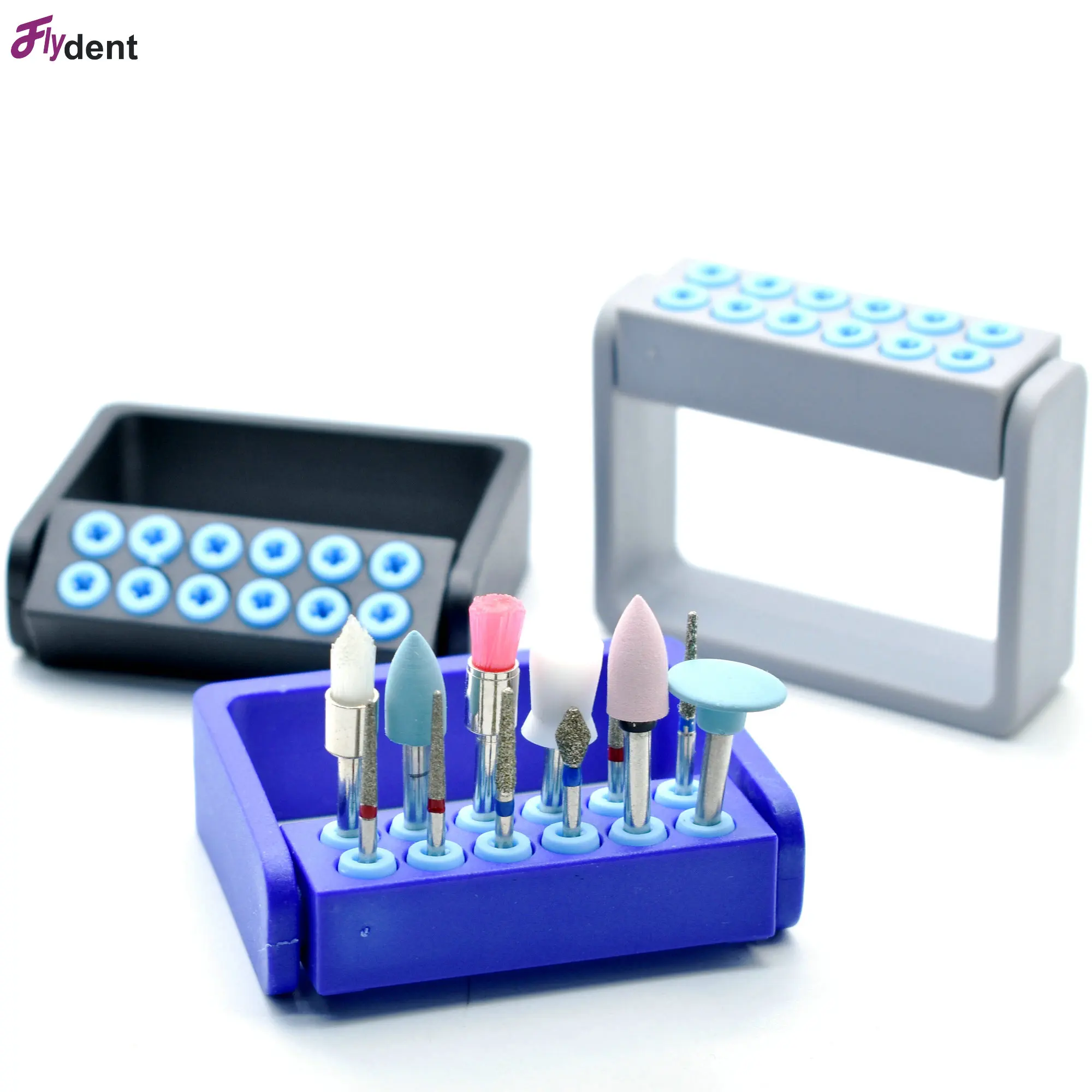 12Holes Dental Bur Holder Autoclave Sterilizer Case Bur Organizer Box With Silicone Autoclavable Dentistry Tools
