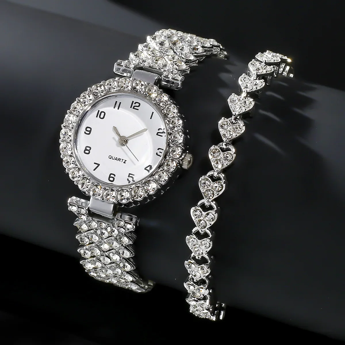 Fashion Digital Diamond Inlaid Women's Watch Quartz Watch Bracelet Watch Set