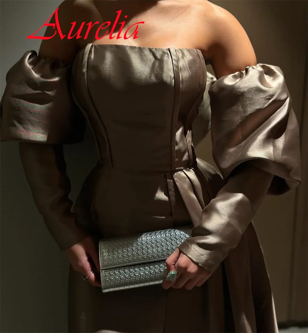 

Customized Exquisite Satin Evening Dress Elegant Graceful Strapless Detachable Sleeve Homecoming Dress Delicate Party Dress