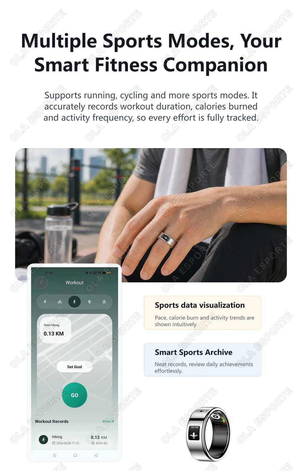 AI Recording Translation Smart Ring Heart Rate Blood Oxygen Sleep Monitor Touch Voice Recorder Sports Waterproof Smartring R12