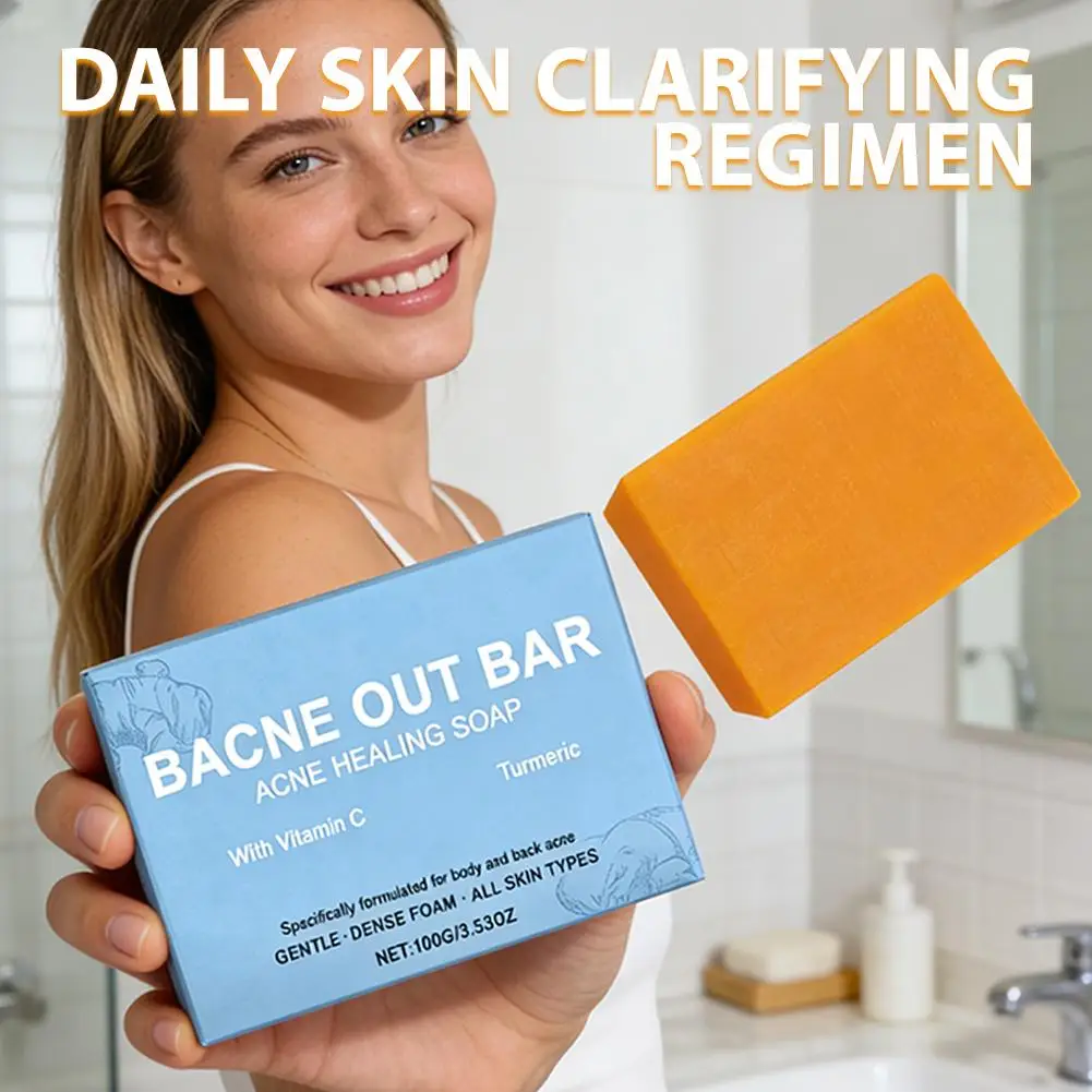 1/2/3pcs Vitamin C & Turmeric Cleansing Soap For Facial Body Soap Dust Acne Removal Moisturizing and Brightening Cleaning Soap