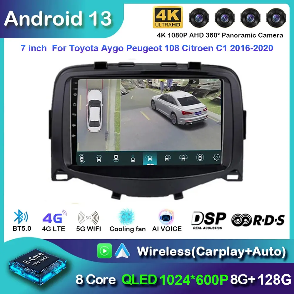 

For Toyota Aygo Peugeot 108 Citroen C1 2016-2020 Radio Carplay Car Multimedia Player Intelligent System Android Auto Navigation