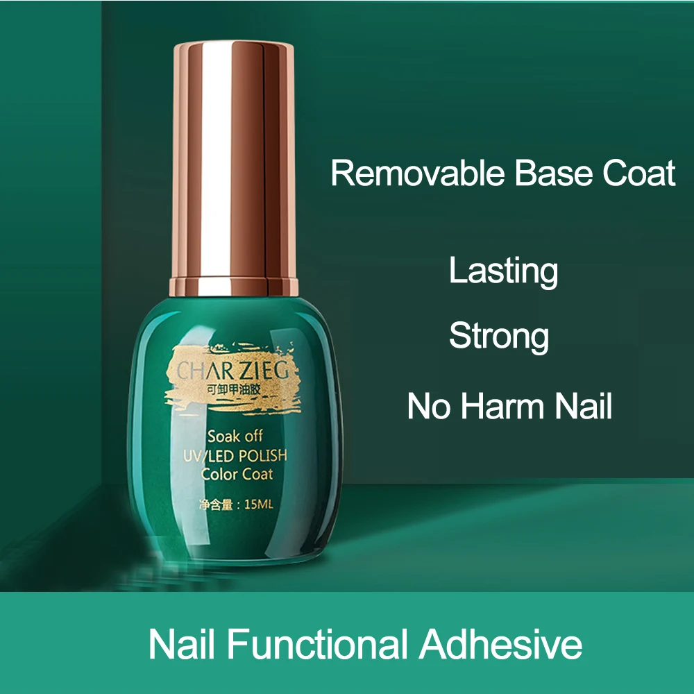 15ml No Wipe Top Coat Green Bottle Nail Functional UV Poly Adhesive Varnish Set Removable Base Coat DIY Manicure Art Supplies