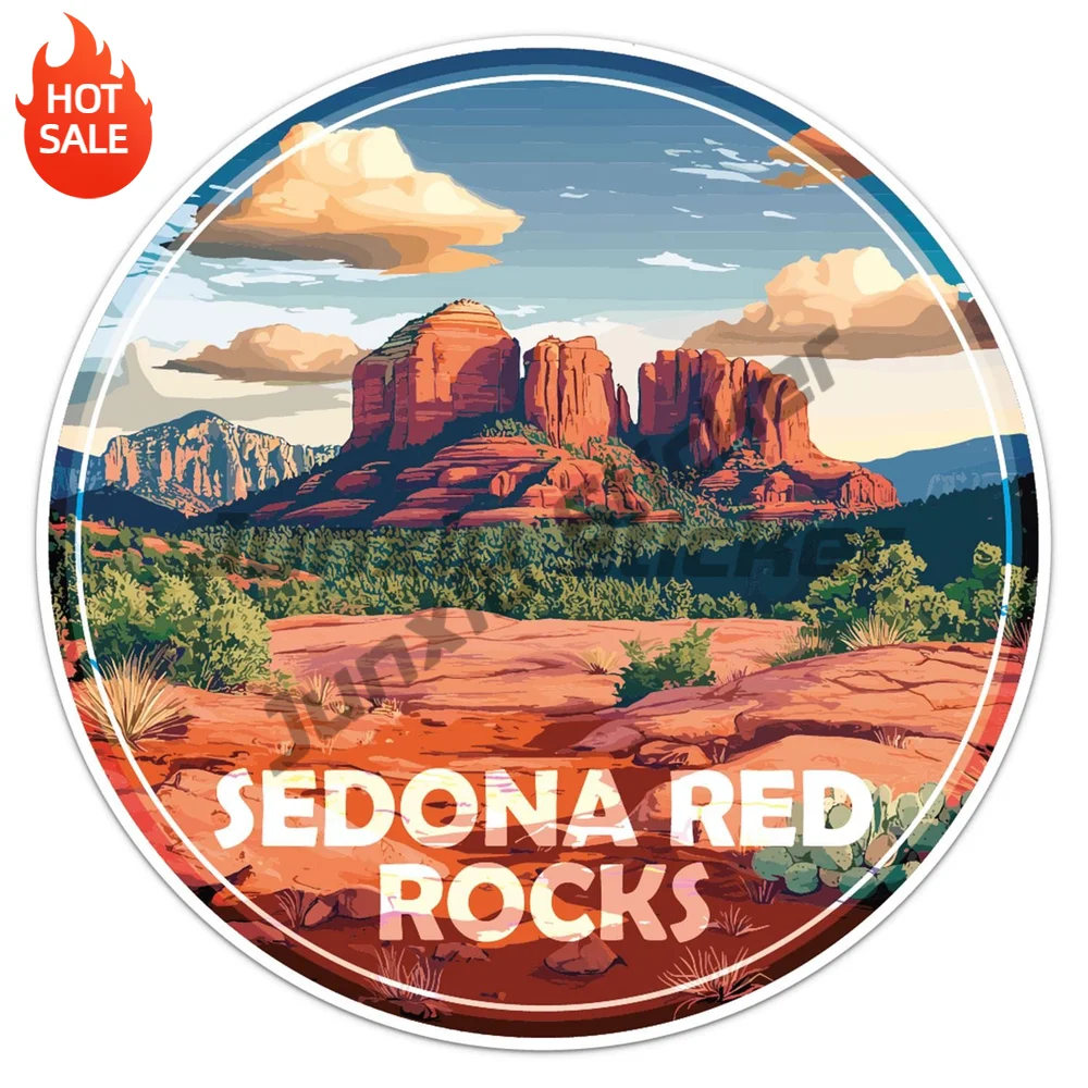 Sedona Red Rocks Vinyl Car Sticker Self Adhesive Decal for Car Bumper and Travel Case Art Pattern Decoration