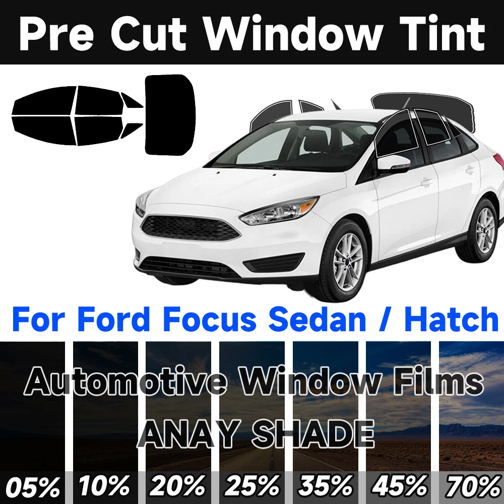 Film teinté prédécoupé pour vitres de voiture Ford Focus Berline/Hatchback 2000-2018 Toutes Années – Protection Solaire Anti-UV et Chaleur 2 Plis – Films de Confidentialité