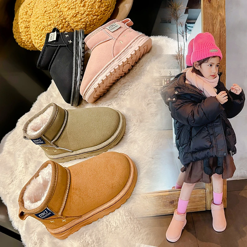 

Fleece-lined snow boots for girls short boots for boys to keep warm Boys' warm cotton boots