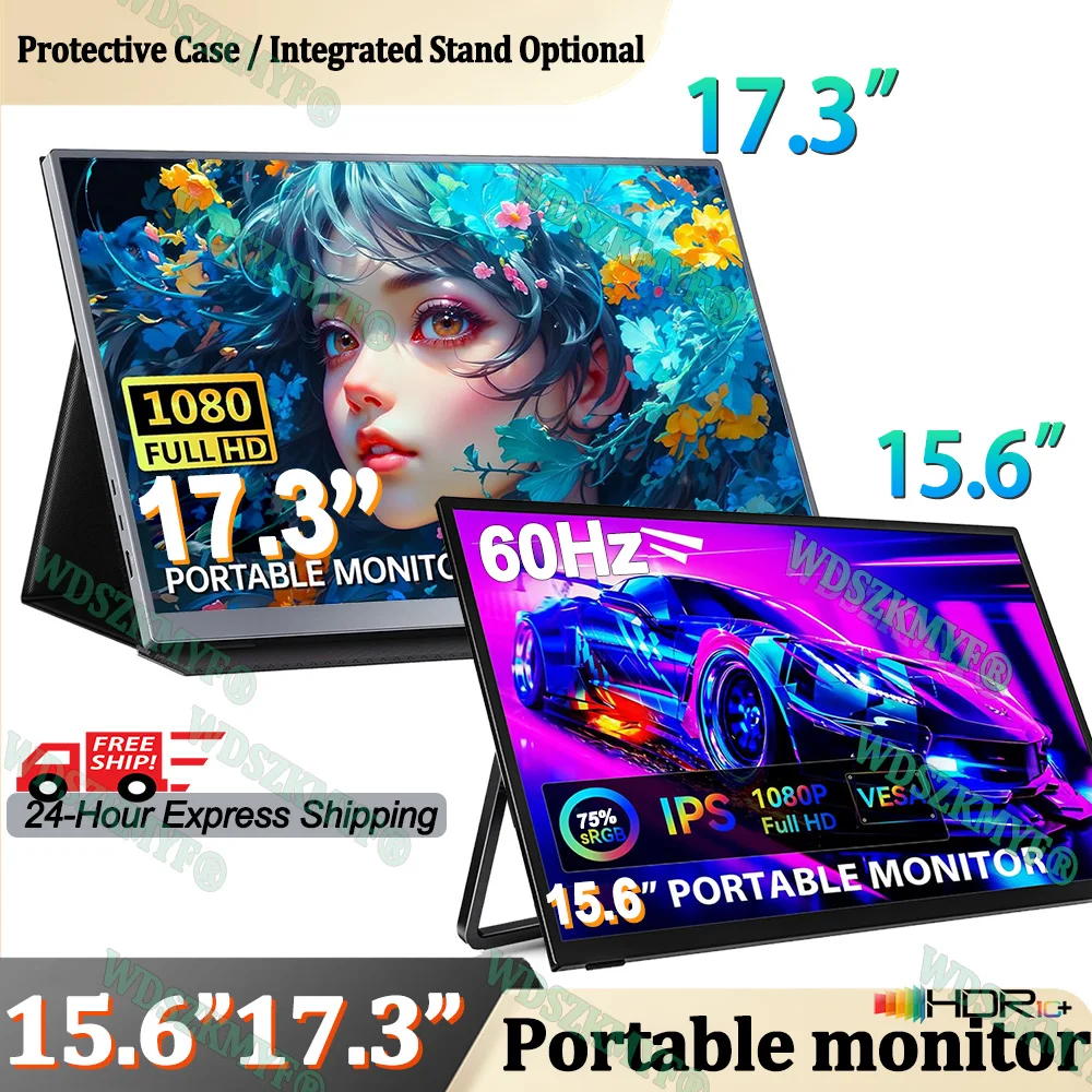 شاشة محمولة 17.3 بوصة 15.6 بوصة 1080P IPS 60HZ شاشة كمبيوتر تمديد نموذج USB-C MINI-HDMI لأجهزة الكمبيوتر المحمول Xbox Switch PC Game