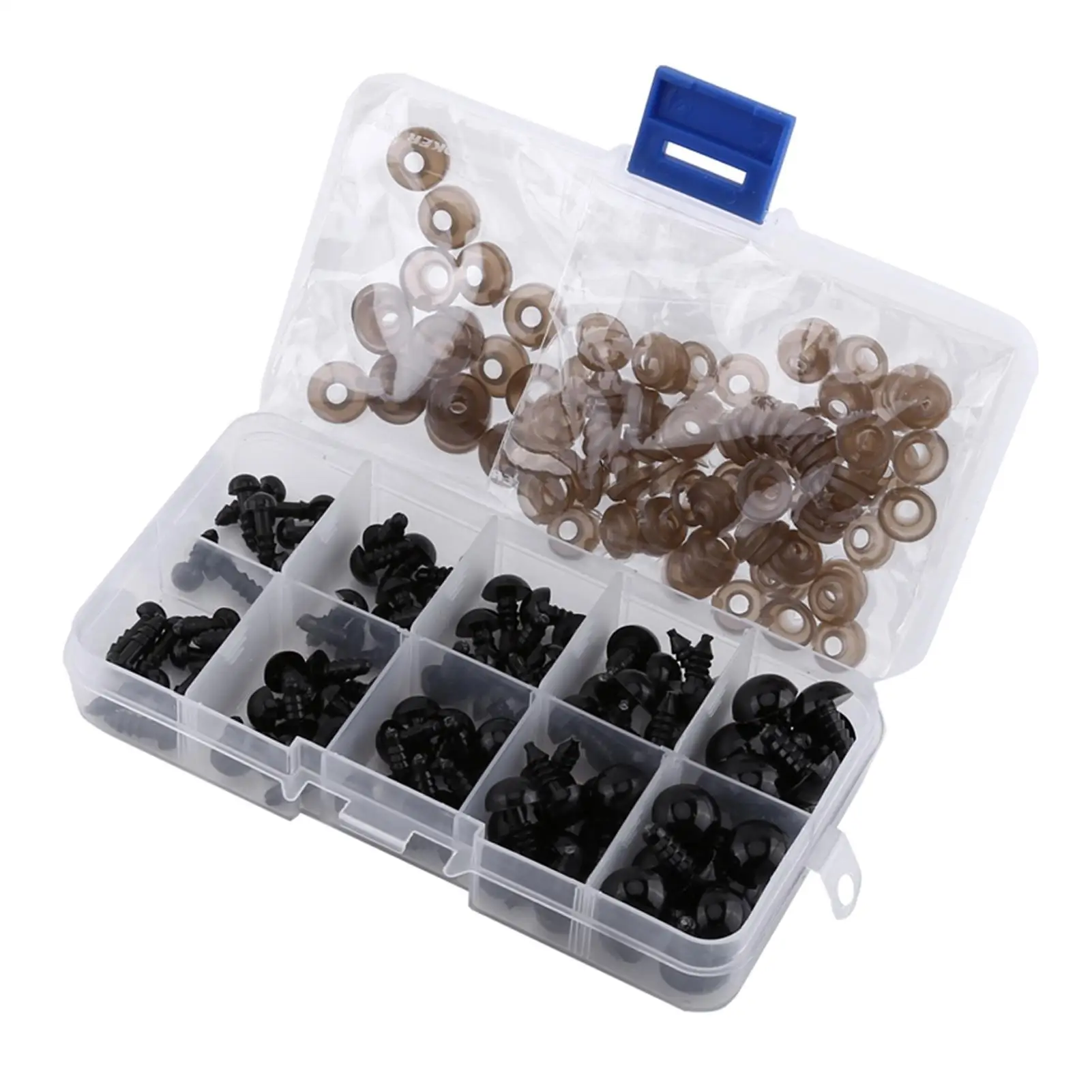 100PCS Black Plastic Toy Eyes for DIY Crafts - for puppets & Dolls 6-12mm with Gaskets, Perfect for Wood Projects