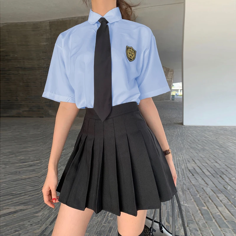 

Японский школьный комплект: плиссированная юбка и топ для учениц средней школы, летний, для колледжа