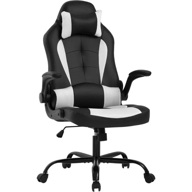 

Ergonomic Office Gaming Chair High Back PU Leather Desk Chair with Adjustable Lumbar Support Headrest and Padded Armrests for