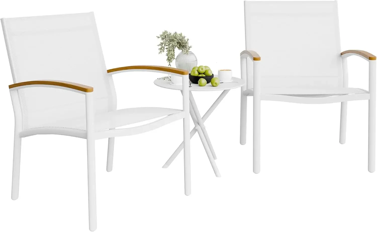

3 Pieces Patio Bistro Sets, Outdoor Textilene Fabric Conversation Bistro Set, Textilene Fabric Front Porch Chairs Small Patio
