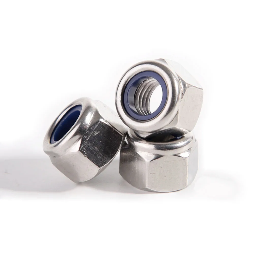 DIN985 304/316 Stainless Steel Nylon Lock Nut M3 M4 M5 M6 M8 M10 M12 M14 M16 M18 M20 M22 M24 Hex Nylon Insert Self-lock Nuts