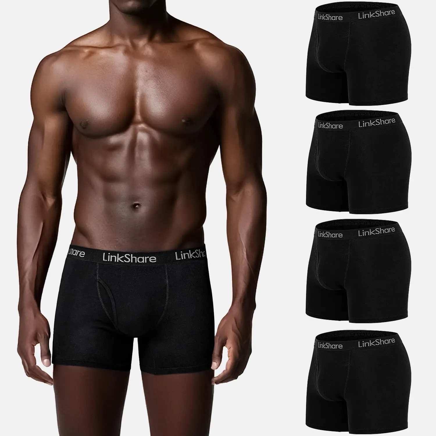 

Men's Cotton Boxer Trunks 4-Pack, Breathable Underwear for Daily Wear