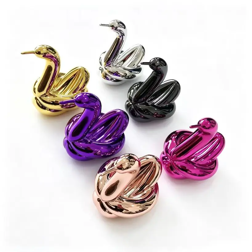 sculpture-de-cygne-en-metal-13-26-cm-statue-en-resine-d'art-moderne-decoration-d'interieur-jouet-d'art-electroplaque-signe-et-numerote-avec-coa