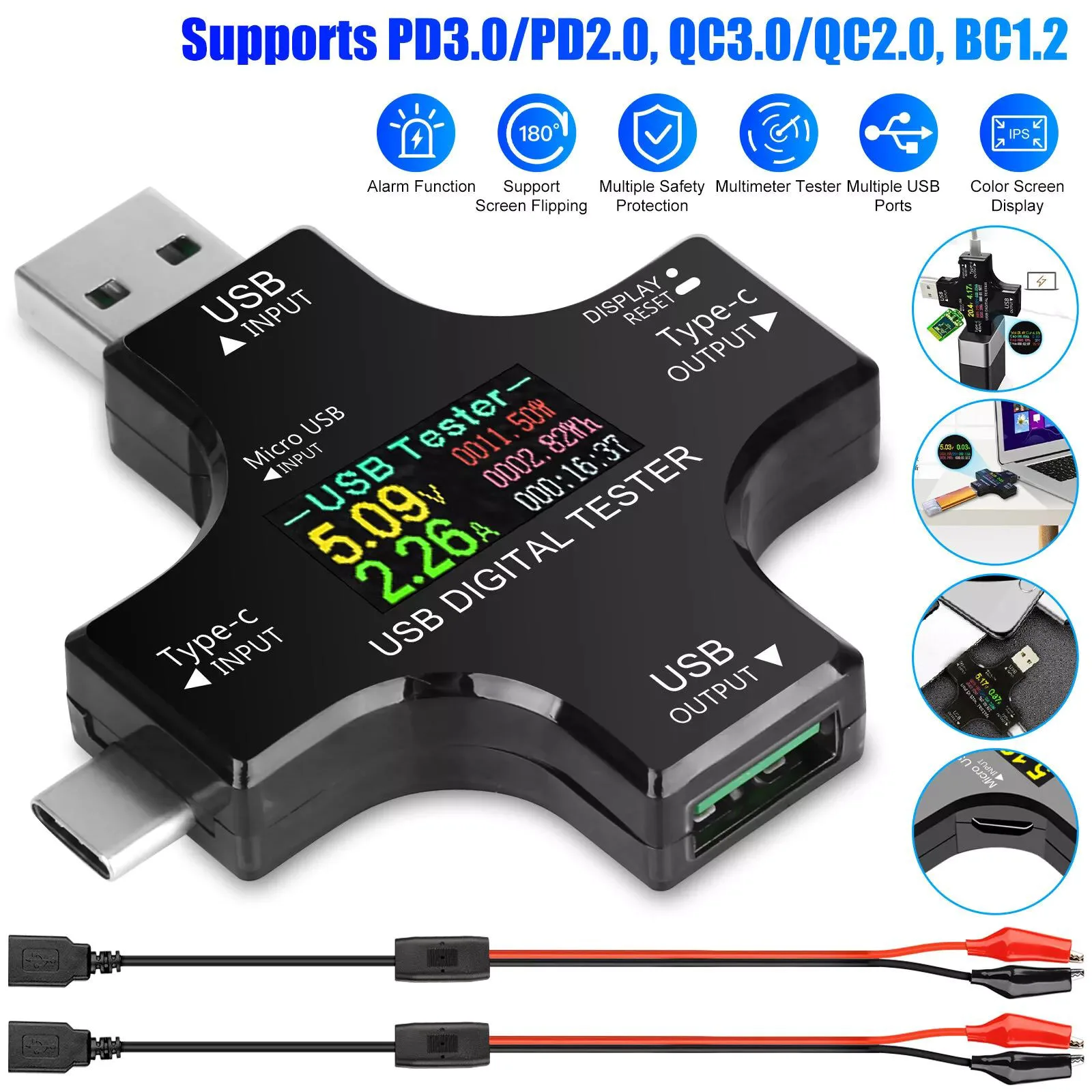 USB Power Meter Tester Digital Multimeter Voltage Current Charger Type-C Detector