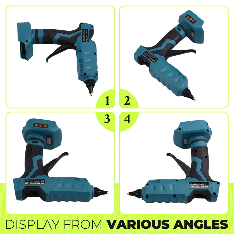 

ABLK 100W Cordless Digital Hot Melt Glue Gun Power Tool Formakita 18V Battery Glue Sticks DIY Repair Tool