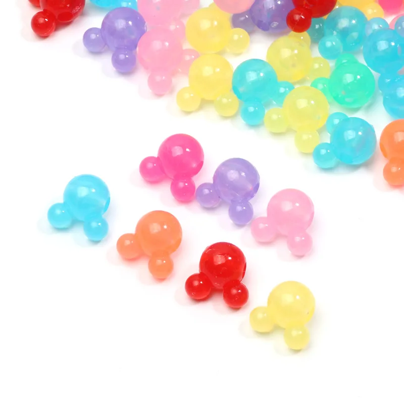 Jelly Color 11x12mm Cartoon Mouse Head Acrylic Beads For Jewelry Making DIY Jewelry Beads Necklaces Women Earrings Accessories