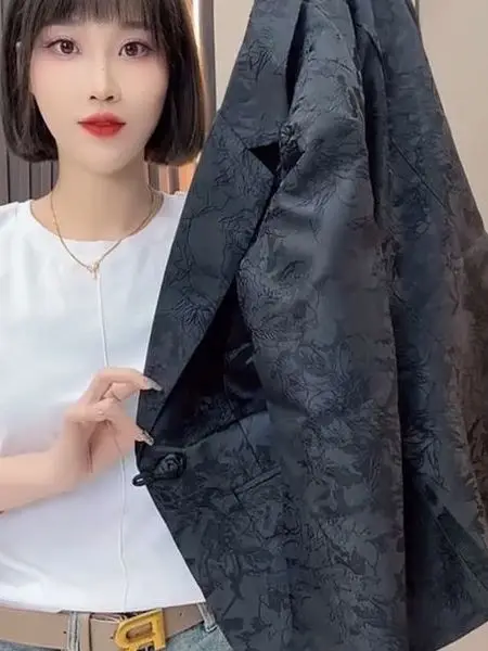 

Новое китайское женское пальто-жакет для офиса с тяжелой вышивкой, на пуговицах, с длинными рукавами, из дышащего полиэстера