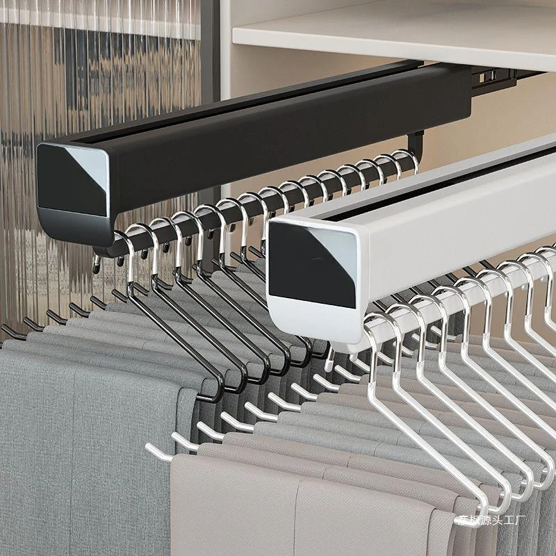 Shallow wardrobe clothes rail trouser rack wardrobe pull-out telescopic clothes rack top-mounted vertical bar cabinet underwear