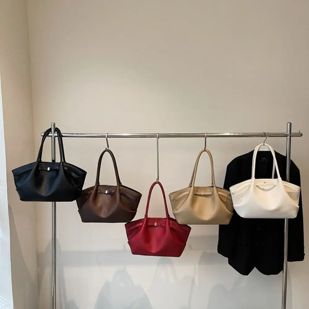 Luxury Lychee Pattern Underarm Shoulder Bags Solid Color Large Capacity Women's Handbags PU Leather Tote Bag Travel